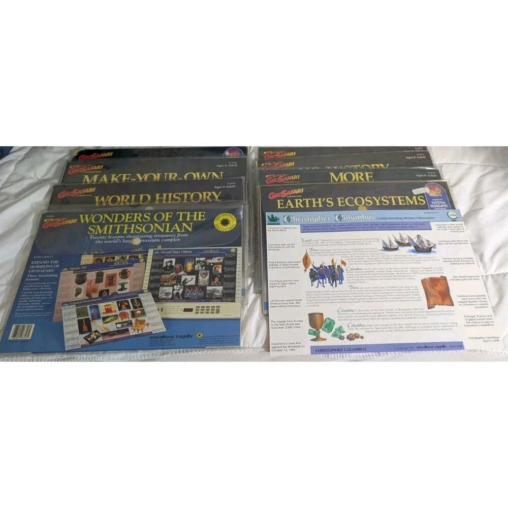 GeoSafari Learning Game Card Lot 8 Complete Sets Geography History + Bonus Sheet